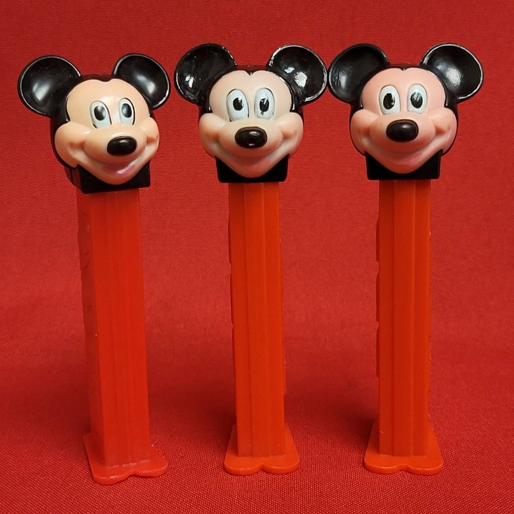 Vintage Mickey Mouse Pink Face Pez Dispensers Set of 3